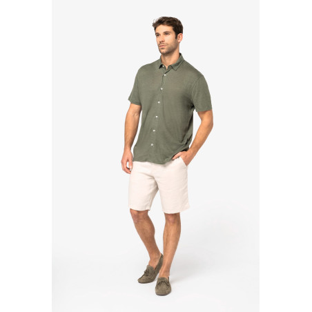 Chemise à manches courtes en lin homme Personnalisable | BCM Goodies - 1