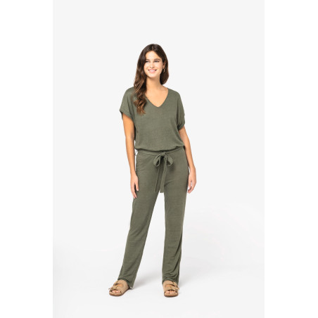 Combinaison en maille manches courtes en lin femme Personnalisable | BCM Goodies - 4
