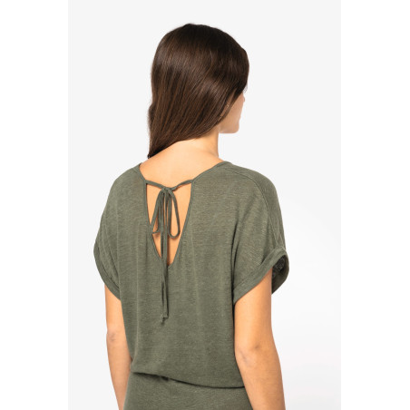 Combinaison en maille manches courtes en lin femme Personnalisable | BCM Goodies - 3