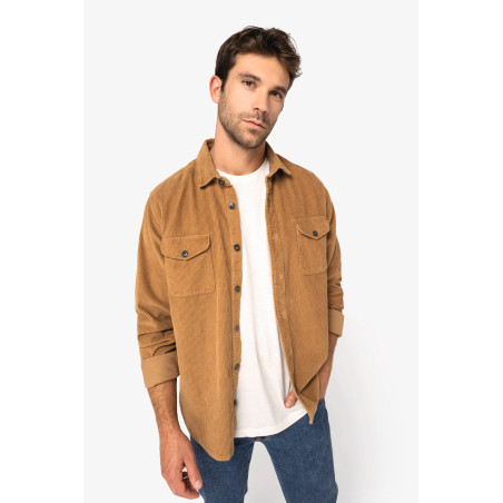 Surchemise écoresponsable délavée en velours côtelé homme Personnalisable | BCM Goodies - 4