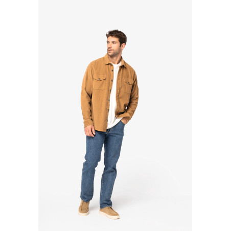 Surchemise écoresponsable délavée en velours côtelé homme Personnalisable | BCM Goodies - 1