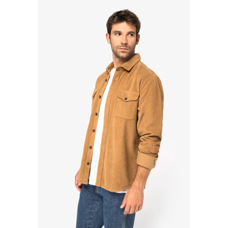 Surchemise écoresponsable délavée en velours côtelé homme Personnalisable | BCM Goodies - 2