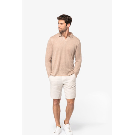 Polo manches longues en lin homme Personnalisable | BCM Goodies - 1