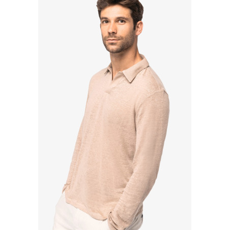 Polo manches longues en lin homme Personnalisable | BCM Goodies - 2