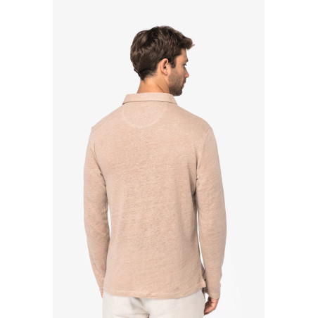 Polo manches longues en lin homme Personnalisable | BCM Goodies - 3