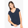 T-shirt col V en lin femme Personnalisable | BCM Goodies - 4