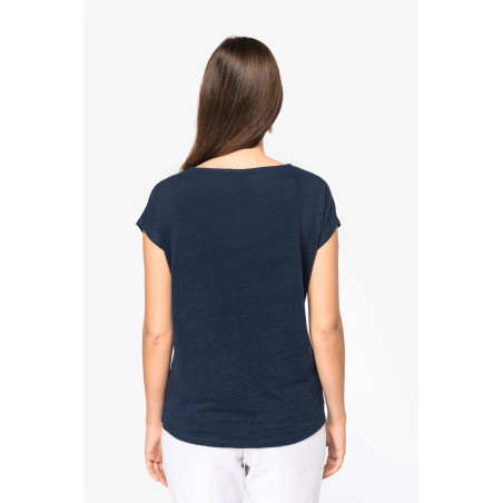 T-shirt col V en lin femme Personnalisable | BCM Goodies - 3