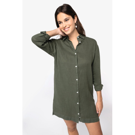 Robe chemise en lin femme Personnalisable | BCM Goodies - 4