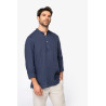 Chemise à col Mao délavée  en lin homme Personnalisable | BCM Goodies - 4