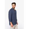 Chemise à col Mao délavée  en lin homme Personnalisable | BCM Goodies - 2