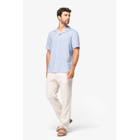 Chemise à col bowling en lin homme Personnalisable | BCM Goodies - 1
