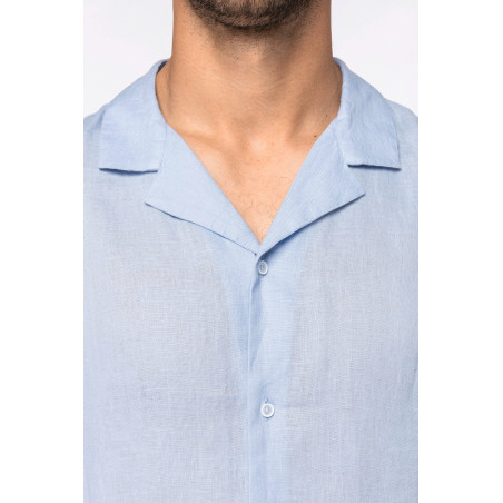 Chemise à col bowling en lin homme Personnalisable | BCM Goodies - 3
