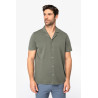 Chemise écoresponsable délavée en jersey manches courtes à col bowling homme Personnalisable | BCM Goodies - 4