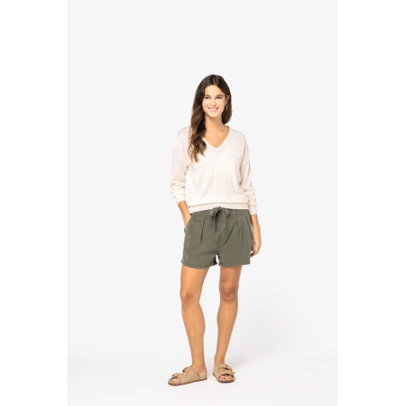 Short écoresponsable délavé en lyocell femme Personnalisable | BCM Goodies - 1