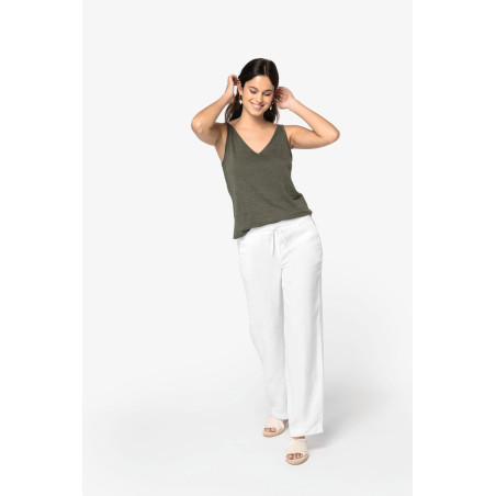 Pantalon délavé en lin femme Personnalisable | BCM Goodies - 1