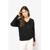 Pull écoresponsable col V en lyocell femme Personnalisable | BCM Goodies - 4