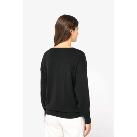 Pull écoresponsable col V en lyocell femme Personnalisable | BCM Goodies - 3