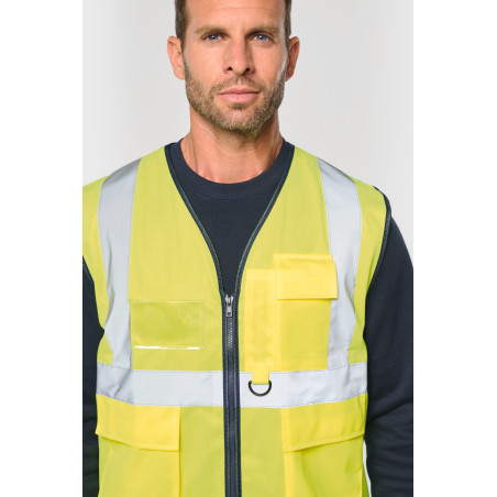 Gilet de sécurité haute visibilité recyclé avec zip unisexe Personnalisable | BCM Goodies - 3