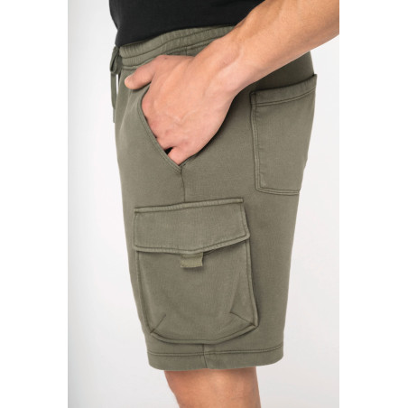 Short cargo écoresponsable délavé French Terry homme Personnalisable | BCM Goodies - 3