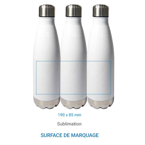 Bouteille isotherme SCREW blanche fond Argent - 500ml Personnalisable | BCM Goodies - 2