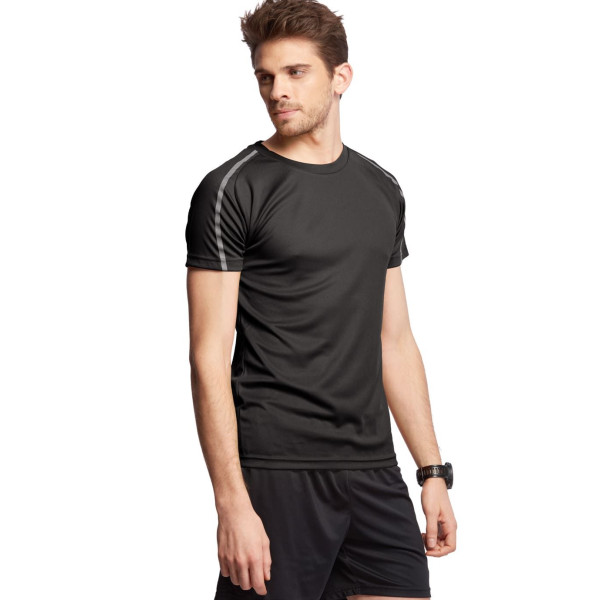 T-Shirt Homme personnalisable 140 gr avec bandes réfléchissantes – Support textile pour communication d’entreprise – BCM Goodies