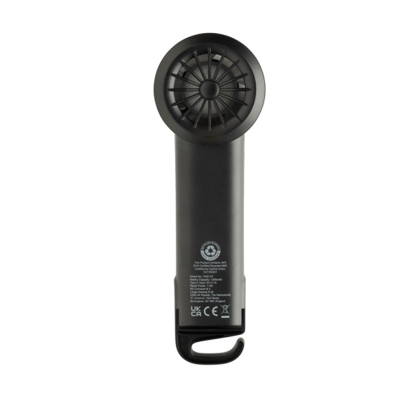 Ventilateur portable Twist en plastique recyclé certifié RCS - Solution compacte et écologique pour rester au frais | BCM Goodie