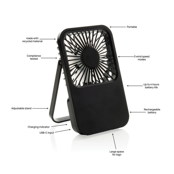 Ventilateur de bureau Aervina en plastique recyclé certifié RCS - BCM Goodies