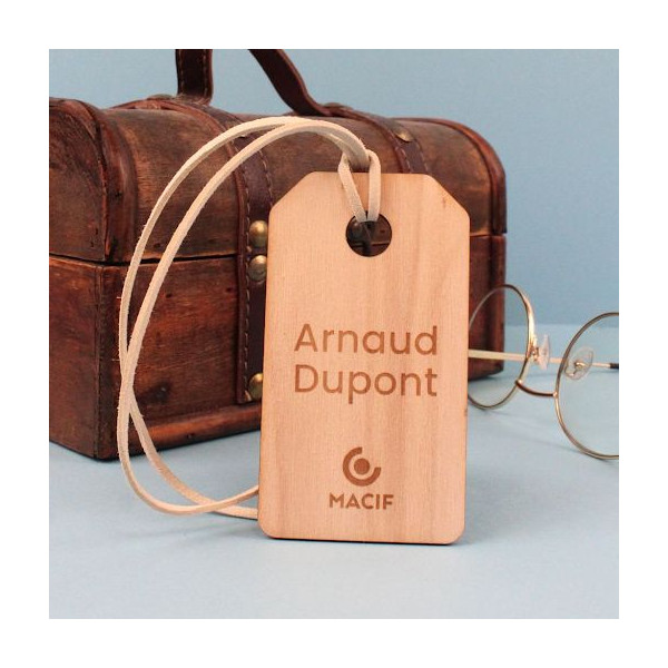 Étiquette bois bagage ou boutique