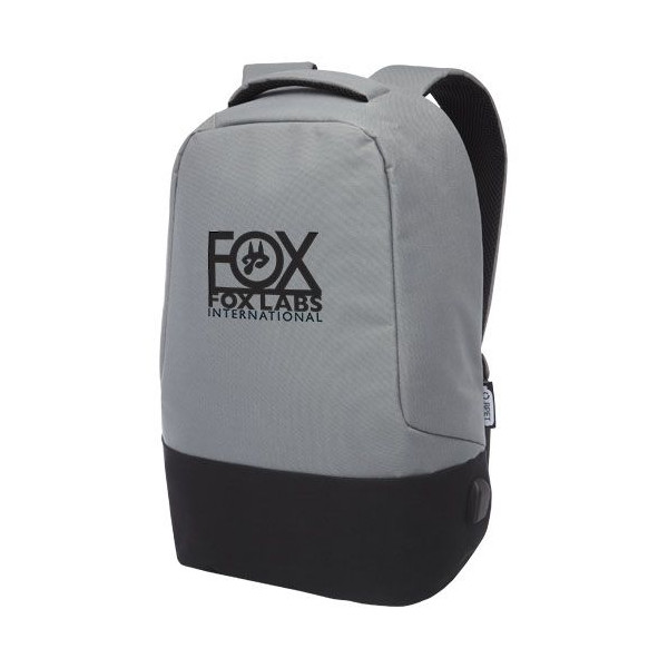Sac à dos anti-vol 16L en RPET certifié GRS avec housse ordinateur 15" et poches RFID - BCM Goodies