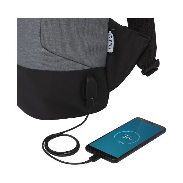 Sac à dos anti-vol 16L en RPET certifié GRS avec housse ordinateur 15" et poches RFID - BCM Goodies
