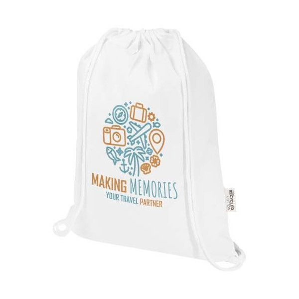 Le sac avec cordon de serrage Oregon Blend en coton recyclé et RPET est un cadeau idéal pour promouvoir votre marque. Fabriqué d