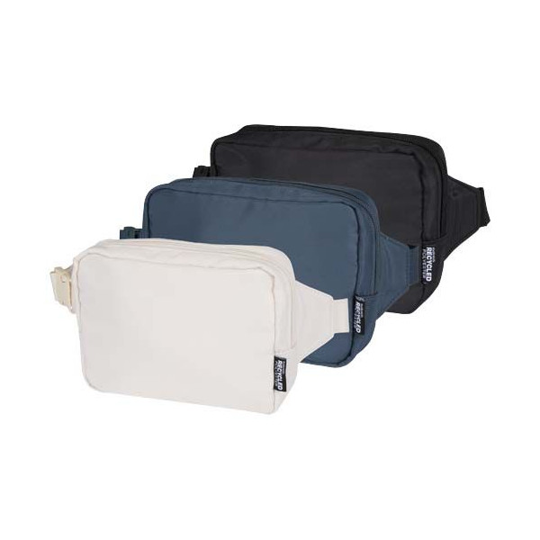 Sac bandoulière de voyage Trip Aware™ recyclé - Polyester sergé 290D - RPET 210D/PU - Sangle réglable - Code QR - Capacité 1 lit