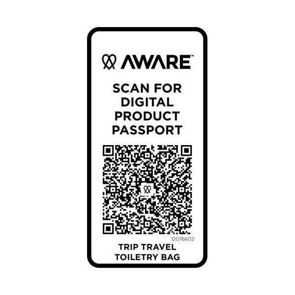 Trousse de toilette Trip Aware™ recyclée avec traceur Aware™ - Accessoire de voyage pratique et écologique