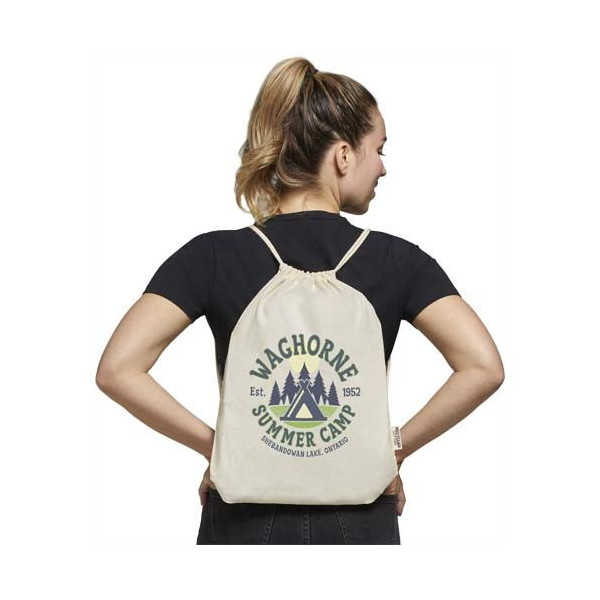 Sac avec cordon Oregon en coton recyclé certifié GRS - Goodies personnalisables écologiques