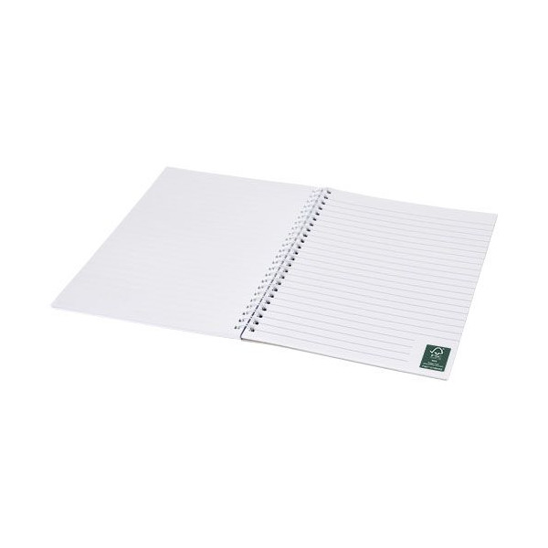 Carnet de notes à spirales A5 Desk-Mate® avec couverture arrière imprimée - BCM Goodies