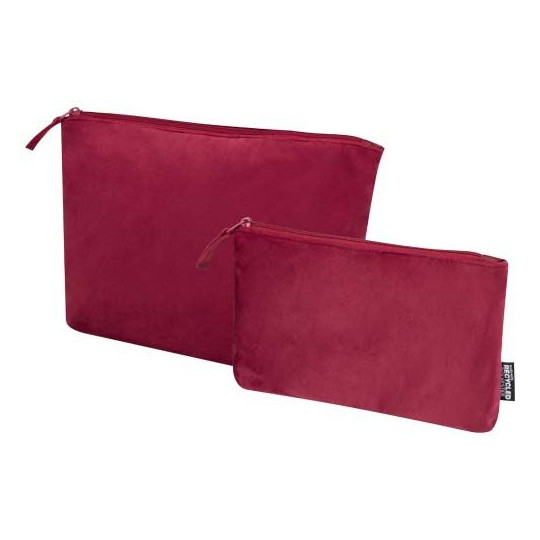 Trousse de toilette en polyester velvet gomme recyclé certifié GRS - Set de 2 pochettes pour voyages d'affaires - BCM Goodi
