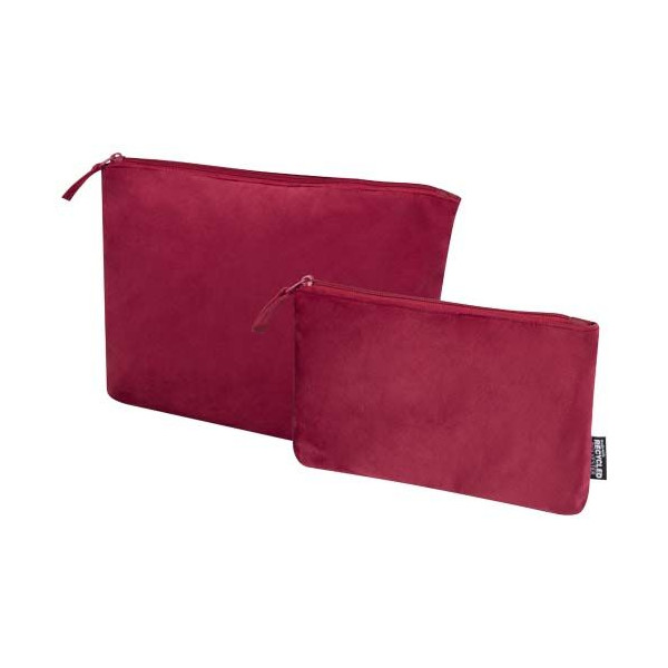 Trousse de toilette en polyester velvet gomme recyclé certifié GRS - Set de 2 pochettes pour voyages d'affaires - BCM Goodi
