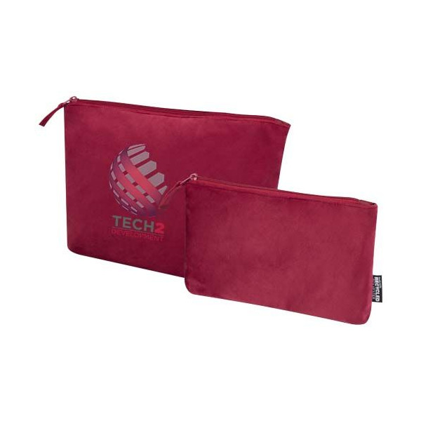 Trousse de toilette en polyester velvet gomme recyclé certifié GRS - Set de 2 pochettes pour voyages d'affaires - BCM Goodi