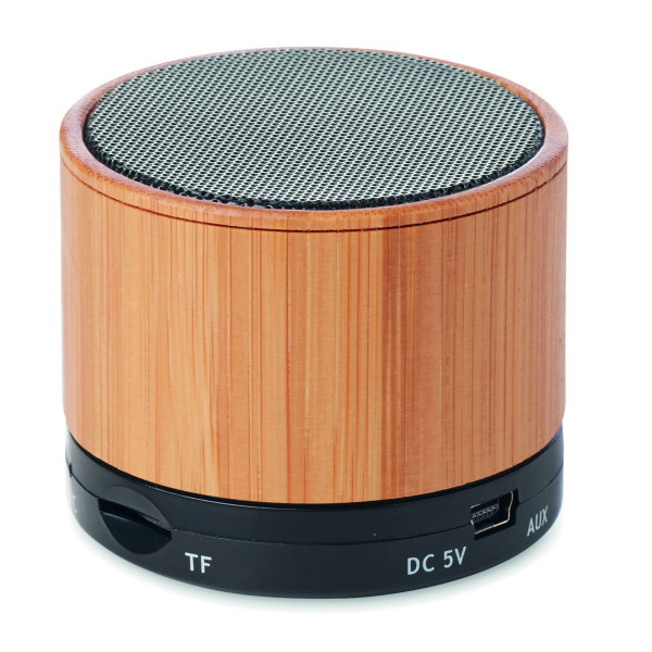 Haut-parleur sans fil en bambou ROUND BAMBOO - Qualité sonore exceptionnelle - BCM Goodies