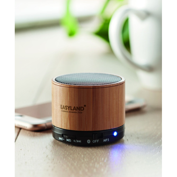 Haut-parleur sans fil en bambou ROUND BAMBOO - Qualité sonore exceptionnelle - BCM Goodies
