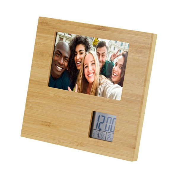 Cadre photo Sasa en bambou avec thermomètre Personnalisable | BCM Goodies