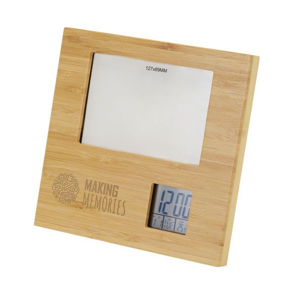 Cadre photo Sasa en bambou avec thermomètre Personnalisable | BCM Goodies