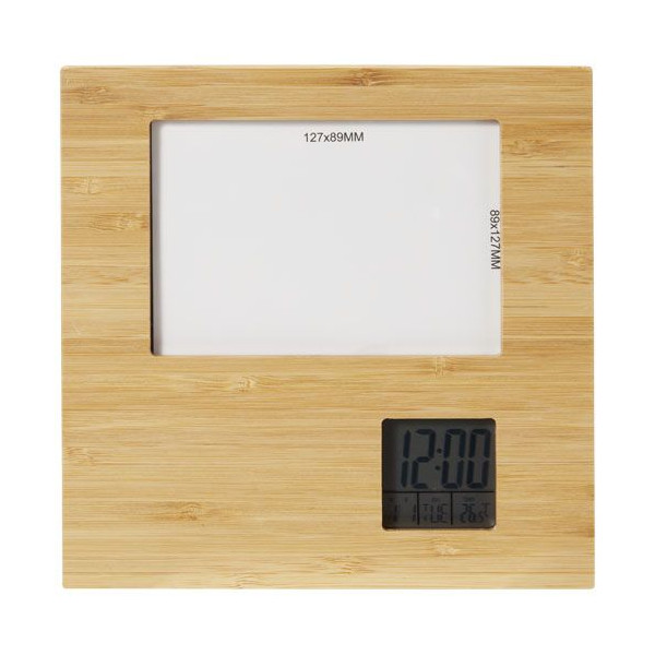 Cadre photo Sasa en bambou avec thermomètre Personnalisable | BCM Goodies