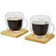 Tasse Manti 2 pièces en verre à double paroi de 250 ml avec sous-verre en bambou  Personnalisable | BCM Goodies