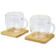 Tasse Manti 2 pièces en verre à double paroi de 250 ml avec sous-verre en bambou  Personnalisable | BCM Goodies