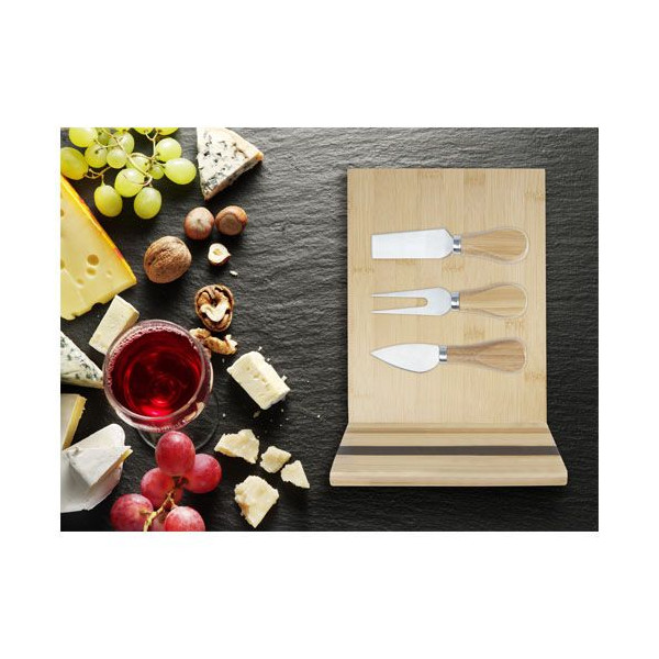 Plateau à fromage et accessoires magnétiques Mancheg en bambou Personnalisable | BCM Goodies