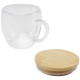 Tasse en verre Lenora de 250 ml avec couvercle en bambou Personnalisable | BCM Goodies