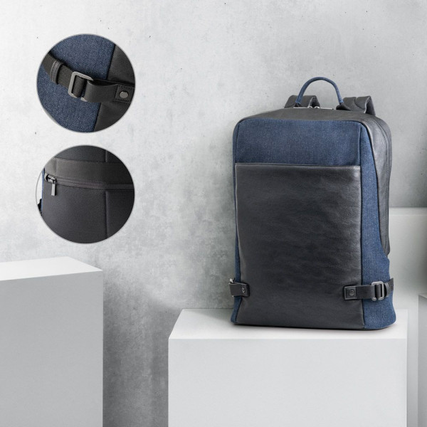 DIVERGENT BACKPACK I. Sac à dos pour ordinateur portable jusquà 15.6 en denim et PU
