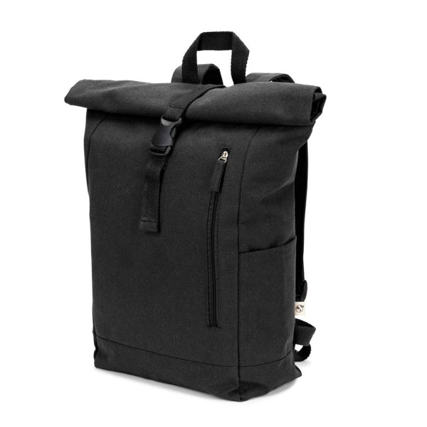 Sac à dos à enroulement en coton recyclé et polyester recyclé SAINT - Sac publicitaire durable et responsable - BCM Goodies