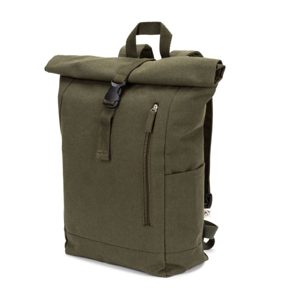 Sac à dos à enroulement en coton recyclé et polyester recyclé SAINT - Sac publicitaire durable et responsable - BCM Goodies
